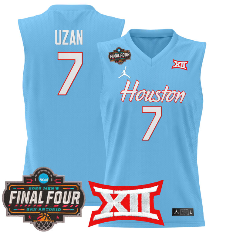 Men Houston Cougars #7 Uzan blue 2025 Final Four Patch NCAA Jerseys